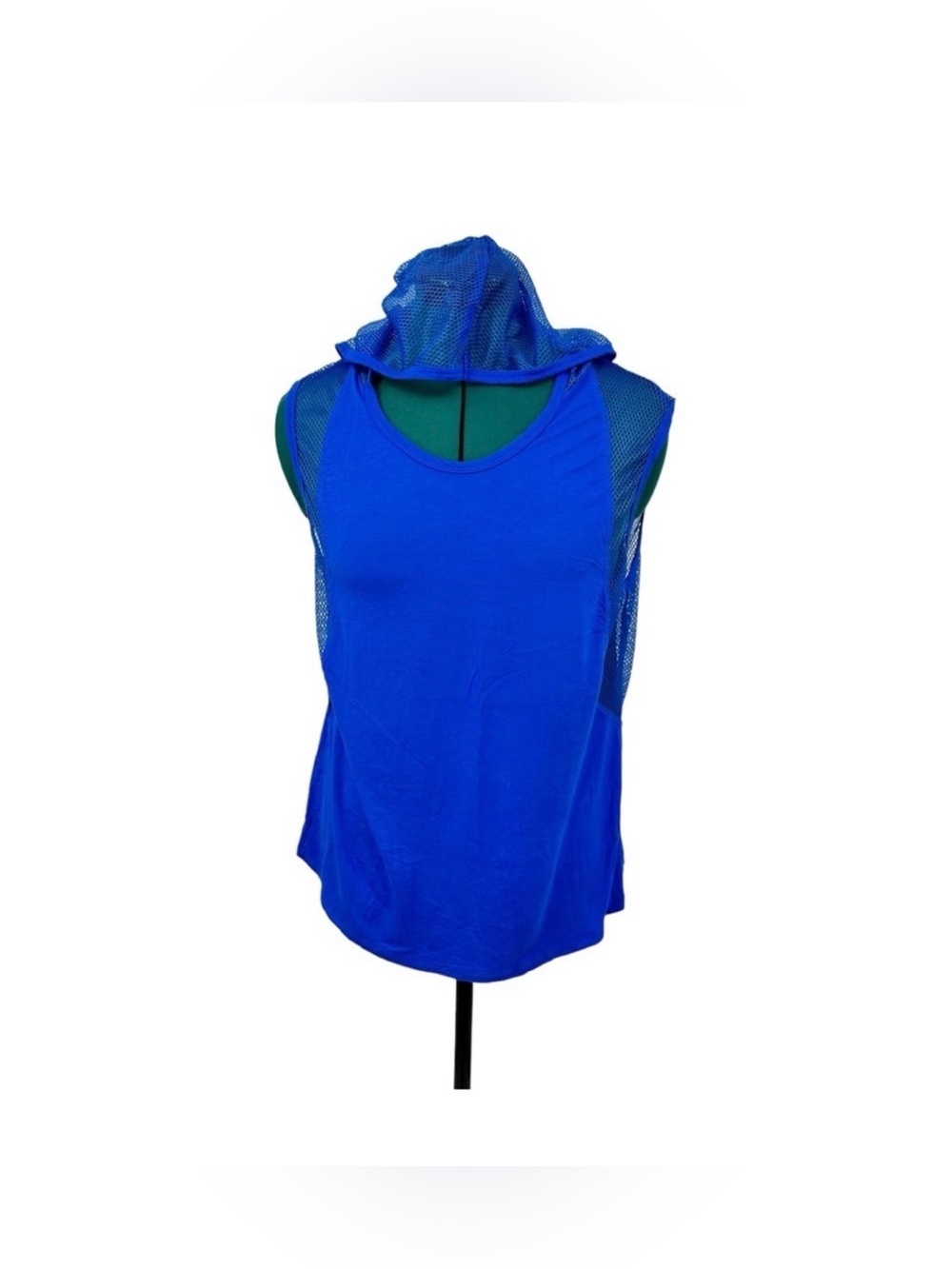 Blue Mesh Hooded Workout Tank Top Athletic Activewear Size L NWOT - Picture 6 of 6
